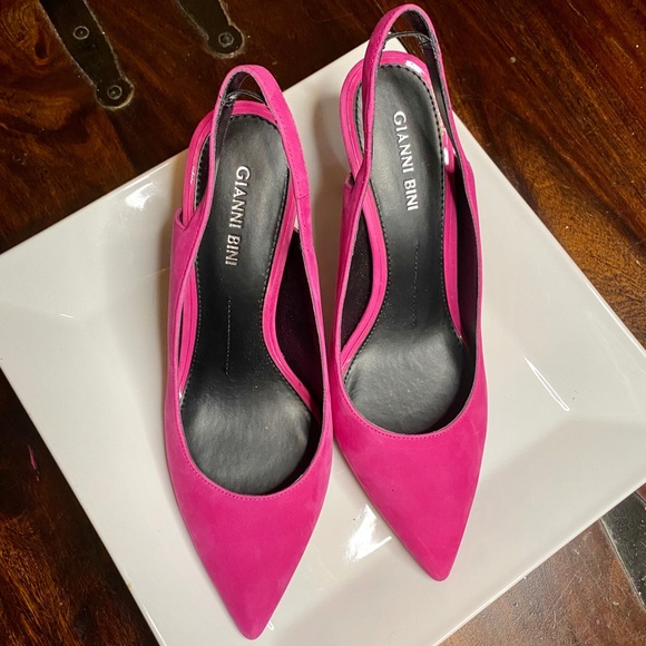 Gianni Bini Shoes - Gianni Bini Hot Pink Micro Suede Sling Back Heels